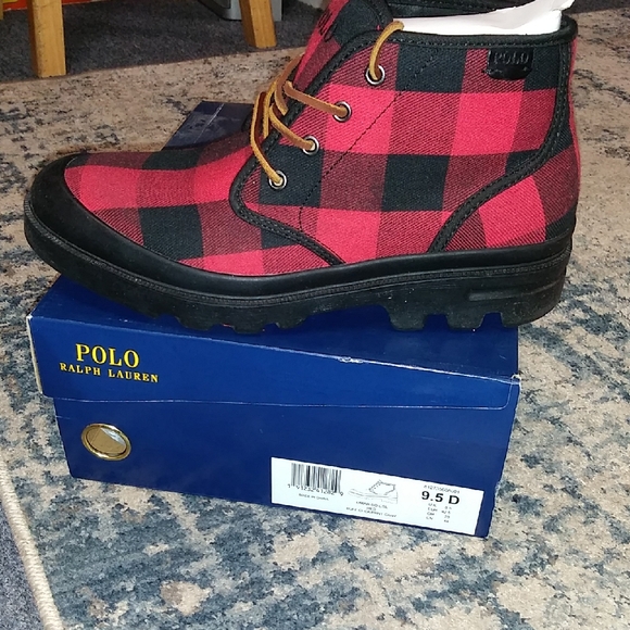 Polo Ralph Lauren Umar Buffalo Checker Red and Black Plaid Boots